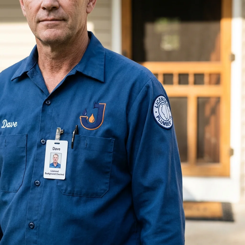 Licensed plumber showing ID badge in Banner Elk, NC