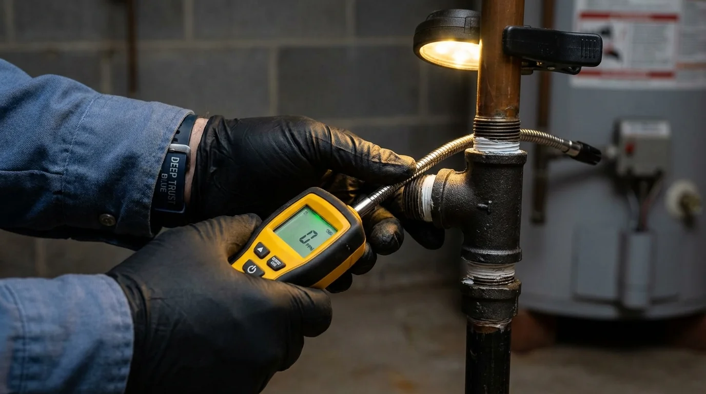 Gas leak detection with electronic sniffer by Johns Plumbing LLC in Banner Elk