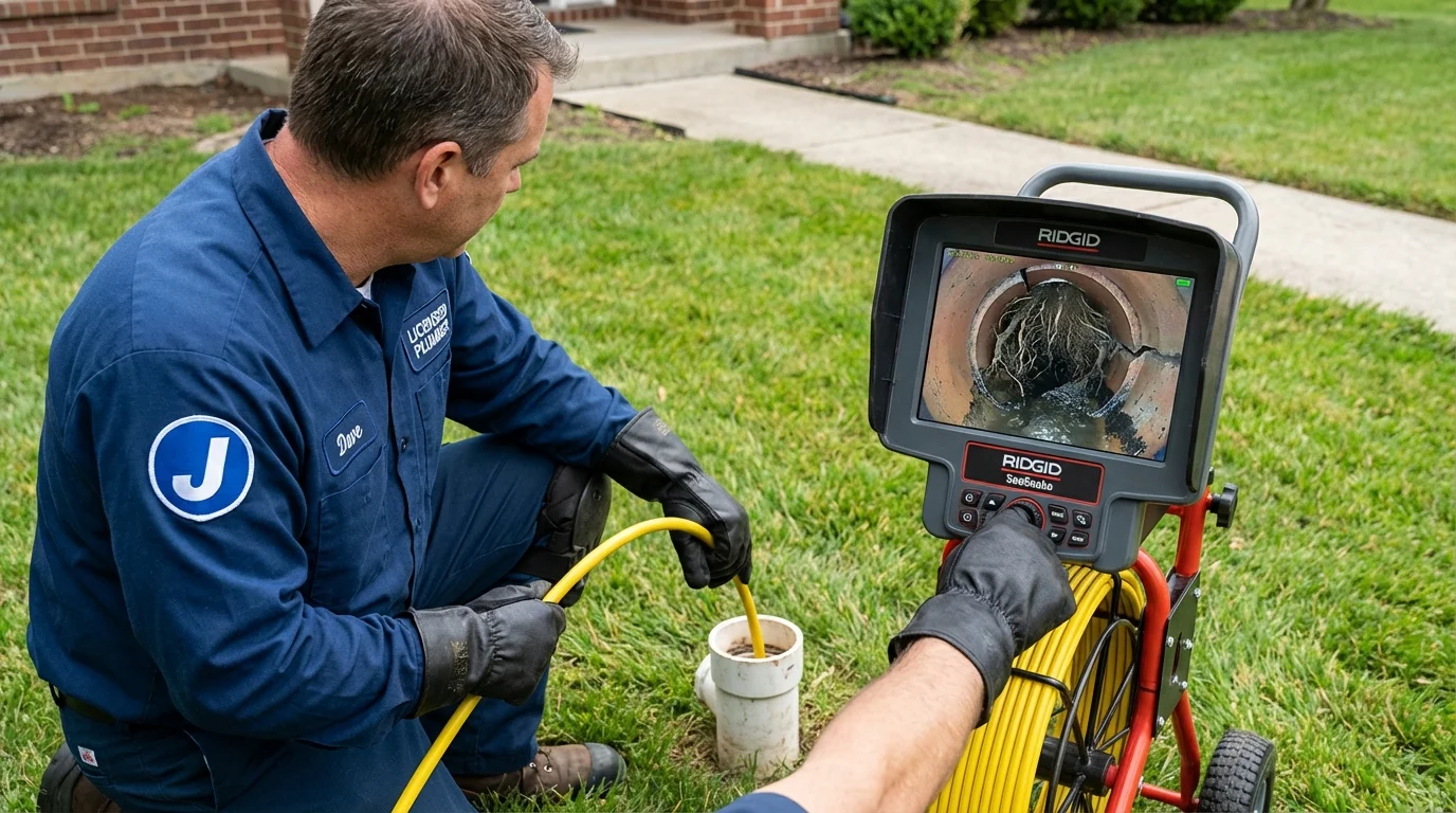 Sewer camera inspection being performed by Johns Plumbing LLC in Banner Elk